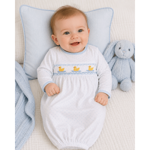 Hand Smocked Duckies Pima Gown