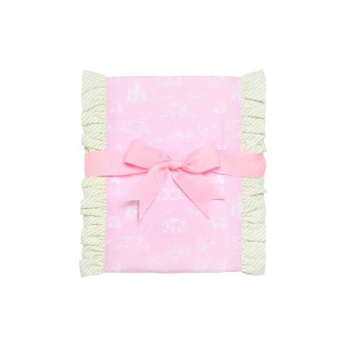 Cow Fancy Fabric Burp, Pink