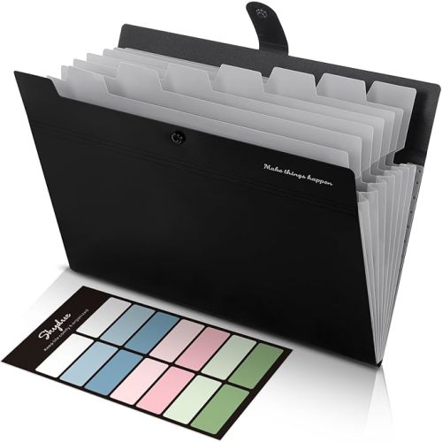SKYDUE Expanding File Folders with 8 Pockets, Accordion File Organizer with Labels, Portable Paper Bill Receipt Organizer, Letter Size, Home School Office Supplies, Olive Green