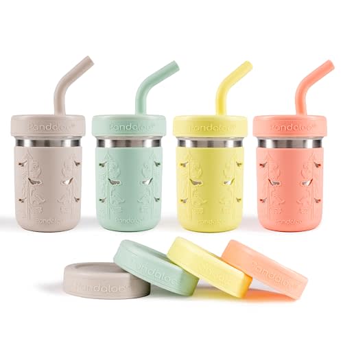 Pandaloo® Smoothie Cups for Kids - Stainless Steel Toddler Tumbler with Straw, Sippy Cup for Smoothies - BPA-Free, Toddler Snack Cups, 10 oz