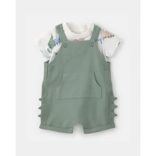 Baby Boy 2-Piece Dinosaur Short-Sleeve Overall Set - Green | Carter's