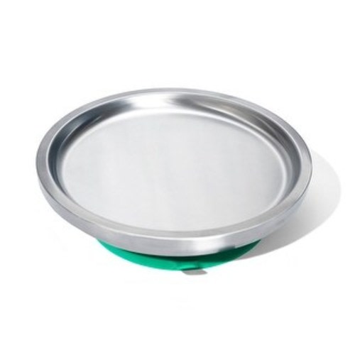Baby Round Open Plate Stainless Steel and Silicone