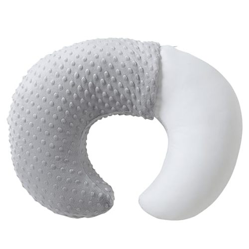 Baby Nursing Pillow and Body Positioner with Premium Slipcover for Breastfeeding for Baby Boys and Girls, Feeding Pillow with Breathable Comfortable Pillowcase (Gray)