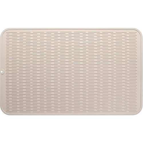 Silicone Dish Drying Mat for Multiple Usage,Easy clean,Eco-friendly,Heat-resistant Silicone Mat for Kitchen Counter or Sink,Refrigerator or Drawer Liner Tapioca 3XL 28 inches x 18 inches