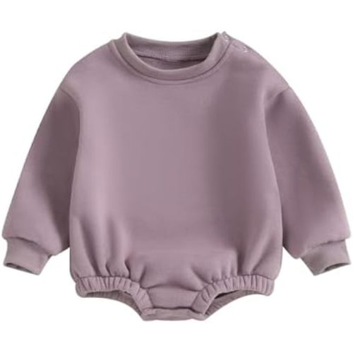 Newborn Baby Boy Girl Clothes Fleece Sweatshirt Bubble Romper Solid Oversized Thick Sweater Romper Winter Clothes