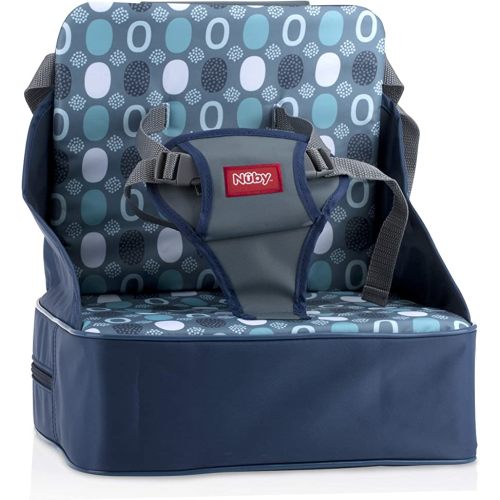 Nuby Easy Go Booster Seat - Travel Booster Seat for Babies and Toddlers - Holds Up to 35 Pounds - 9+ Months - Blue