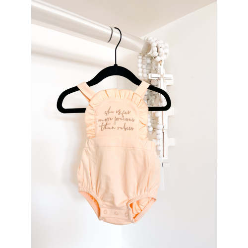 Far More Precious Than Rubies Ruffeled Romper – OUR HOUSE ABOVE