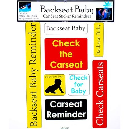 Backseat Baby - Reminder Stickers - Pack of 15 Clings, Stickers & Decals