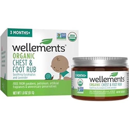 Wellements Organic Baby Chest & Foot Rub | Soothes & Comforts with Eucalyptus & Lavender, USDA Certified Organic, FREE FROM Dyes, Petroleum, Menthol & Parabens | 1.8 Fl Oz, 3 Months+