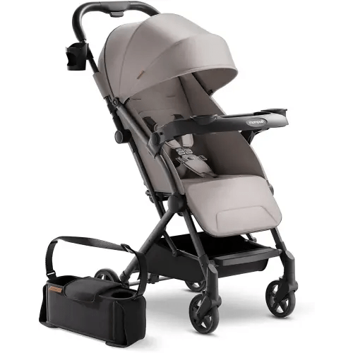 Mompush Lithe V2 Lightweight Travel Stroller, Compact Foldable Baby Stroller with Travel Bag, One-Hand Fold Stroller, Snack Tray, Mechanical Recline Seat, Airplane-Ready, Organizer & Rain Cover