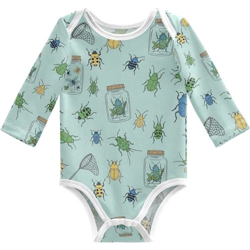 WIFIU Baby Girls Boys Bodysuit Cotton Long Sleeve Rompers One Piece Baby Clothes Outfits for Newborn Infant 0-24 Month