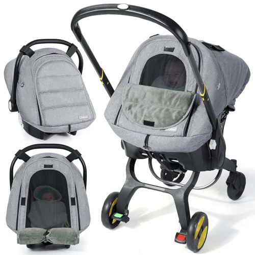 Orzbow Winter Car Seat Cover for Babies, Waterproof Carseat Canopy Cover with Mesh Window of Breathable, Warm and Cozy Baby CarSeat & Carrier Covers for Cold Weather, Machine Washable, Light Grey