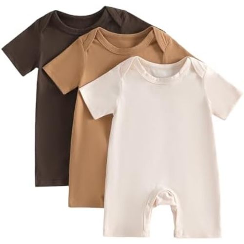 Baby Boys Girls Clothes Newborn 3-pack Romper Solid Short Sleeve One Piece Jumpsuit Infant Summer Spring Outfits