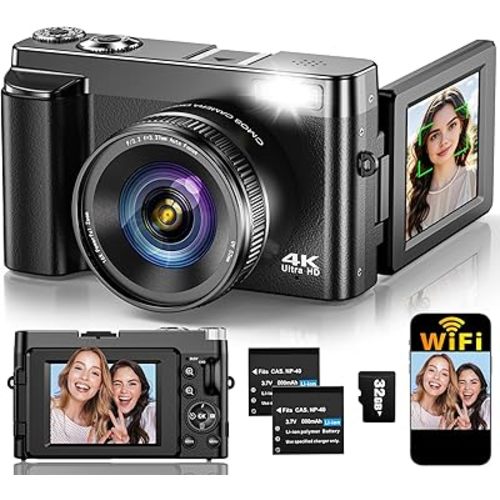 4K Digital Camera for Photography Autofocus, Upgraded 64MP WiFi Vlog Camera