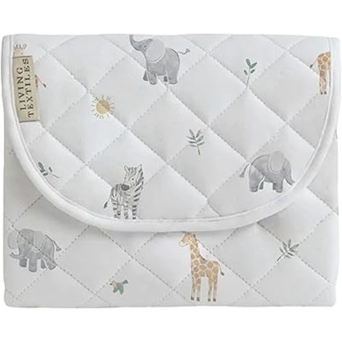 Living Textiles Organic Waterproof Travel Change Mat - Premium Fabric for Baby's Best Comfort, Diaper Changing Pad, Baby Diaper Changing Pad Sheets, Soft & Absorbent Toweling Middle(Roam & Roar)
