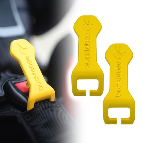 Bucklebee Easy Car Seat Buckle Release Aid for Children Unbuckle Car Seat Release Tool - Car Seat Button Pusher - Car Seat Opener for Nails - Car Seat Buckle Release Tool (2 Packs Yellow)