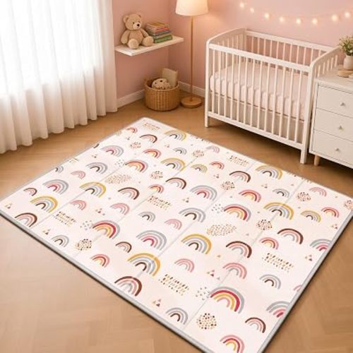 PIGLOG Foldable Baby Play Mat for Floor, Baby Floor Mat for Crawling, Reversible Waterproof & Non-Toxic Baby Foam Playmat, Baby Play Mat for Babies, Infants & Toddlers 6-12 Months
