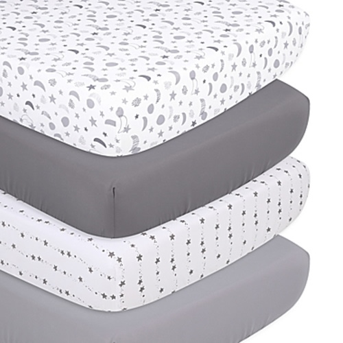 The Peanutshell™ 4-Pack Celestial Microfiber Fitted Crib Sheets
