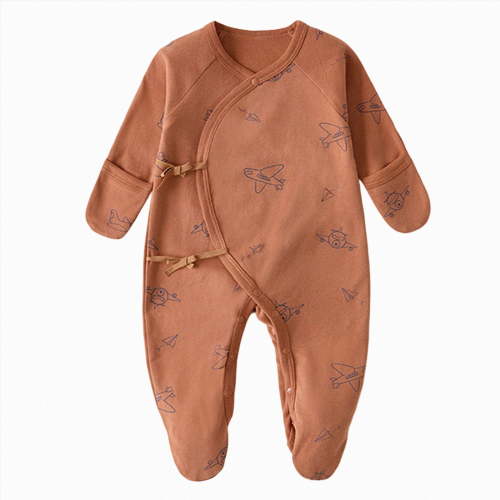 3-6 Months Newborn Preemie Boys Girls Underwear Pajamas Rompers Home Clothes Footed Sleeper Gown With Mitten Footed For 0 6 Months Brown Rompers Baby Gift
