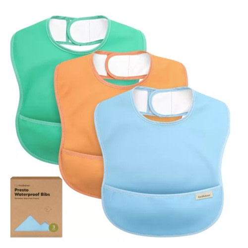 3-Pack Waterproof Baby Bibs for Eating, Lightweight, Mess Proof Toddler Bibs with Food Catcher