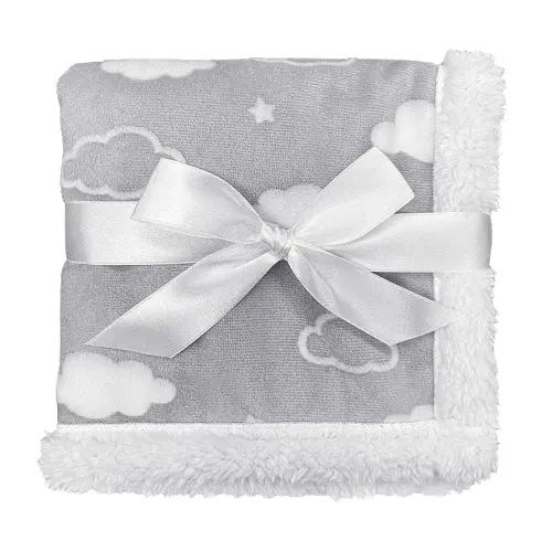 American Baby Company Heavenly Soft Chenille Sherpa Security Blanket, Gray, 14" X 14", Warm and Cozy for Boys and Girls