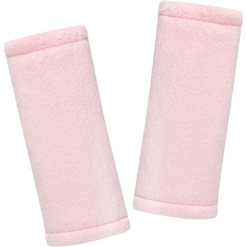 SWESEN Baby Car Seat Belt Covers for Boys and Girls, Carseat Shoulder Padding, Soft Car Seat Neck Cover, Mink Car Seat Straps Shoulder Pads, Solid Colour Stroller Strap Cover for Baby Kids, Pink