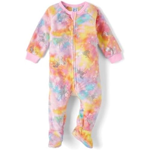 The Children's Place Baby Girls' and Toddler Fleece Long Sleeve Zip Front One Piece Footed Pajamas,Sleep & Play