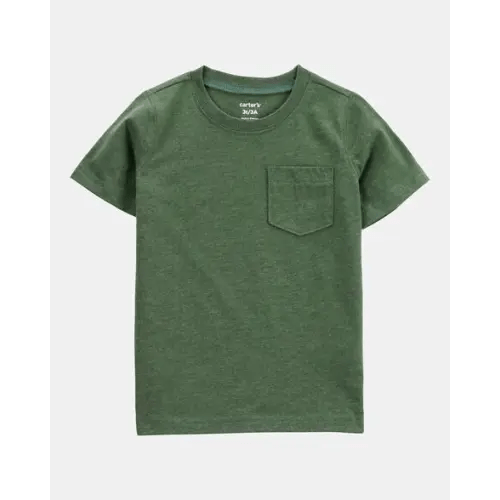 Baby Solid Short-Sleeve Pocket Tee - Dark Green | Carter's