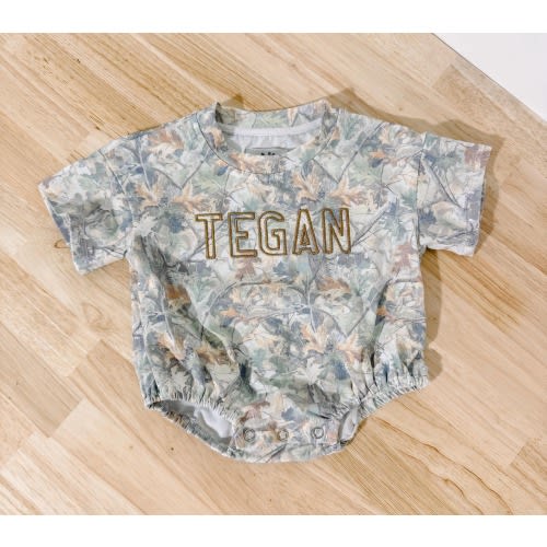 100% Cotton Kids Camo Bubble with Custom Name | Personalized Baby Onesie | Cotton Romper | Boy Summer Outfit | Girl Camo