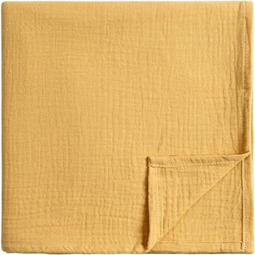 Meracorallo Muslin Swaddle Blanket, 100% Cotton Receiving Blanket Soft and Breathable Swaddle Wrap for Baby Boys and Girls, Yellow