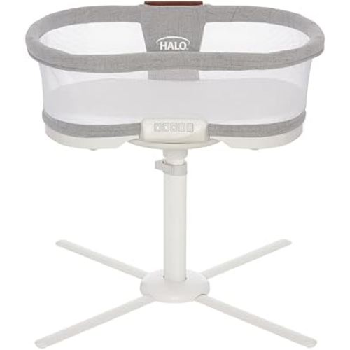 HALO BassiNest Luxe Swivel Sleeper - Over-Bed Baby Bassinet with 360° Rotation, Vibrations, White Noise, and Safe Close-Sleeping Design, Dove Grey Tweed