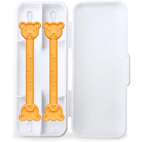 oogiebear: Baby Nose Cleaner & Ear Wax Removal Tool - Safe Booger & Earwax Removal for Newborns, Infants, Toddlers - Dual-Ended - Essential Baby Stuff, Diaper Bag, 2-Pack Orange with case