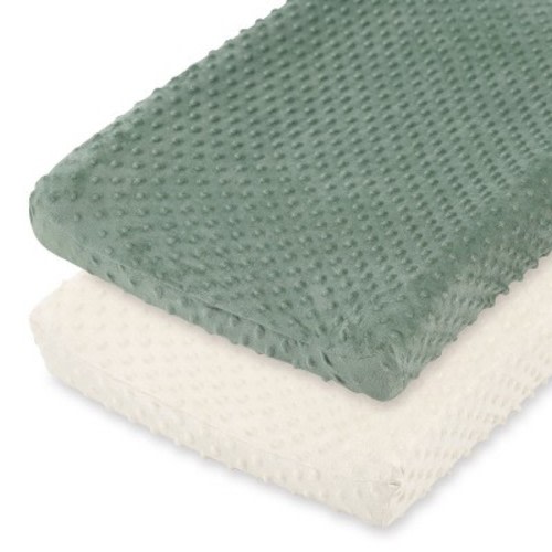 The Peanutshell Minky Dot Sage Ultra Soft Baby Mat Cover for Boys and Girls, 2 Pack