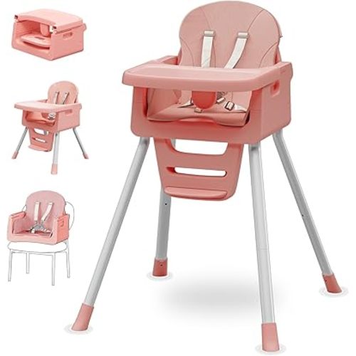 Portable 3 in 1 High Chairs for Babies and Toddlers, Convertible Baby Feeding Chair with Tray, Easy Clean Baby High Chair for Toddler with Foot Rest, Infant Highchairs & Booster Seats with Cush Grey