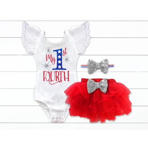 1st 4th of July Outfit July 4th Baby Girl Outfit My 1st 4th Baby Girl July 4th Outfit Patriotic Outfit Includes: Top, Skirt, Headband