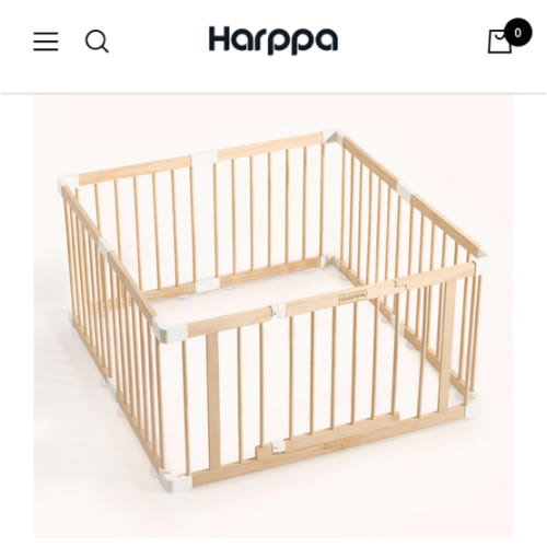 HARPPA Wooden Baby Gate Playpen | Non-Toxic Foldable DIY Adjustable Play Yard for Infants & Toddlers – Natural Finish Baby Fence for Small & Large Spaces