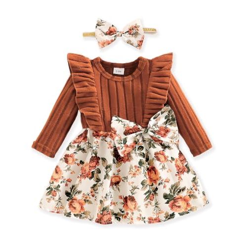 Baby Long Sleeve Fall Dress Baby Girl Clothes Ruffle Toddler Casual Dress Infant Cute Clothes Winter Outfits