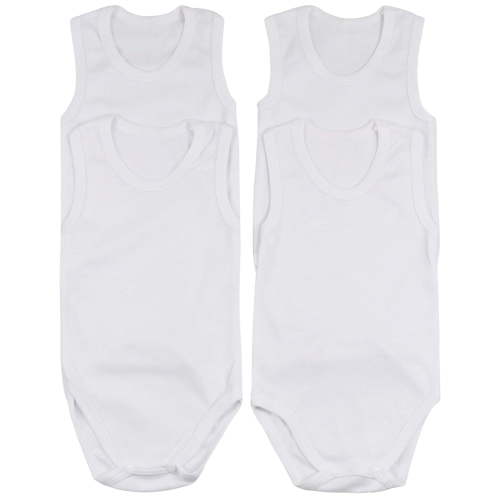 ToBeInStyle Boy's Pack of 4 Ultra-Soft Cotton Baby Tank Top Bodysuits - White - 3-6 Months Old