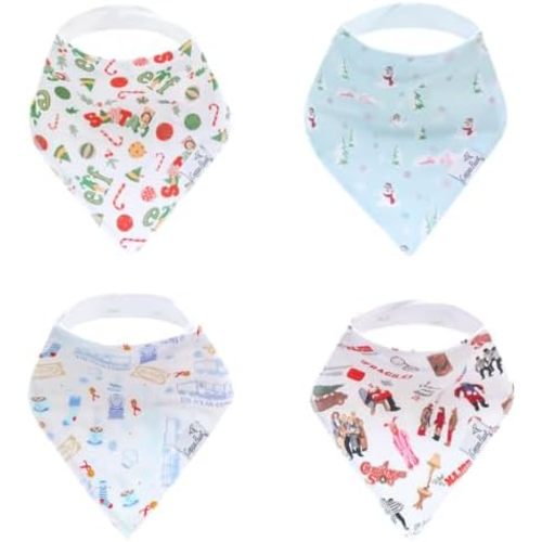 Copper Pearl Baby Bandana Bibs - 4 Pack Soft Cotton Bibs for Drooling & Teething, Absorbent, Adjustable Fit, Many Styles