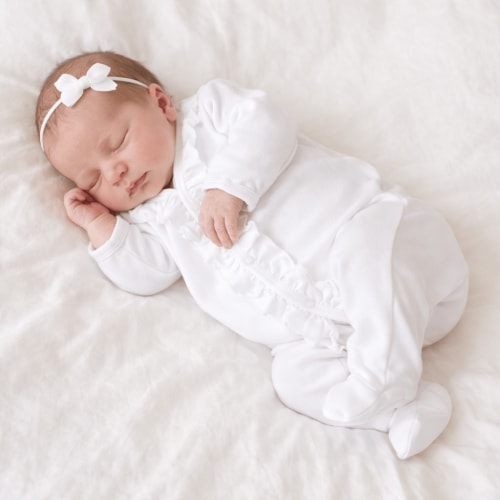 Essentials White Ruffle Footie