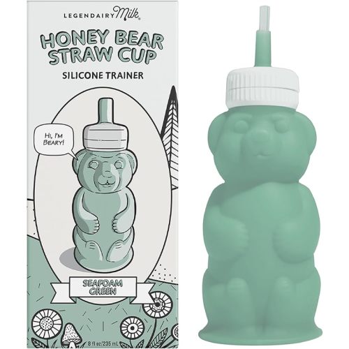 Legendairy Milk NEW V2 Honey Bear Straw Cup Silicone for Babies (Green), 8 oz. Dishwasher Safe, Food Grade Silicone, Honeybear Sippy Cup for Ages 4+ Months