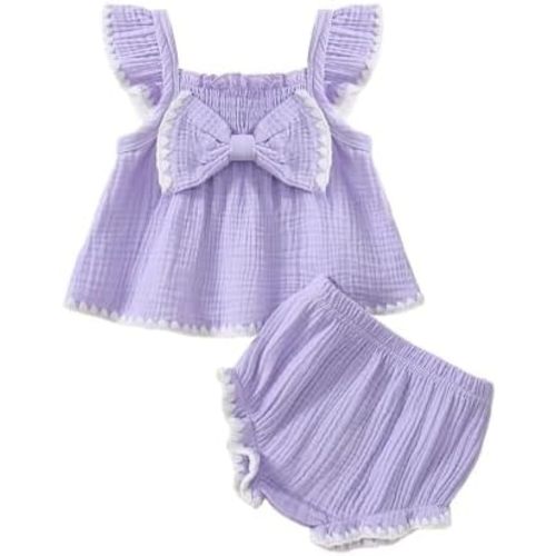 Baby Girl Summer Clothes Cute Ruffle Tops Dress Shorts Outfits Set Infant Toddler Shrit Bloomers Princess Outfit