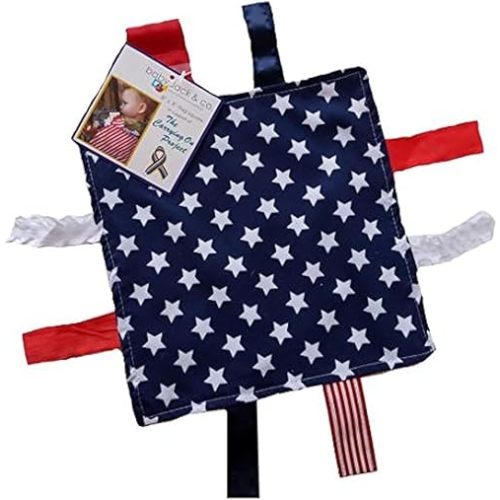 Baby Jack & Co 8x8” Flag Lovey Tag Toys for Babies - Baby Crinkle Toys - Crinkle Toys for Baby - Soft & Safe - Learn Shapes & Colors - Ideal Baby Toy - BPA Free w/Stroller Clip