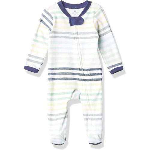 HonestBaby Sleep & Play Footed One-piece Pajama Sleeper 100% Organic Cotton, Baby Boys
