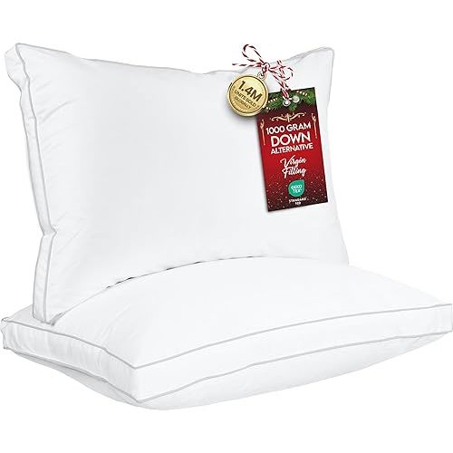 Utopia Bedding Bed Pillows for Sleeping Queen Size (White), Set of 2, Soft & Fluffy Pillow with Down Alternative Filling, Cooling, Hotel Quality, Gusseted Pillow for Back, Stomach or Side Sleepers