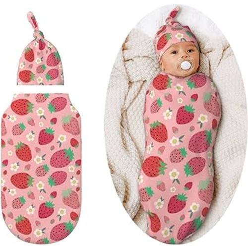 Strawberry Swaddle Blankets Newborn Receiving Blanket Baby Swaddle Wrap Soft Sleeping Sack for Baby Girls Boys