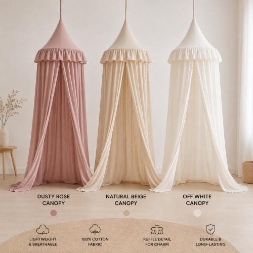 Kids Bed Canopy, Cotton Nursery Canopy, Crib Canopy, Montessori Reading Nook, Boho Playroom Decor, Baby Room Tent SWIPE