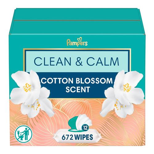Pampers Wipes, Clean & Calm, Cotton Blossom Scent, 672 Wipes Total (12X Pop-Top Packs)