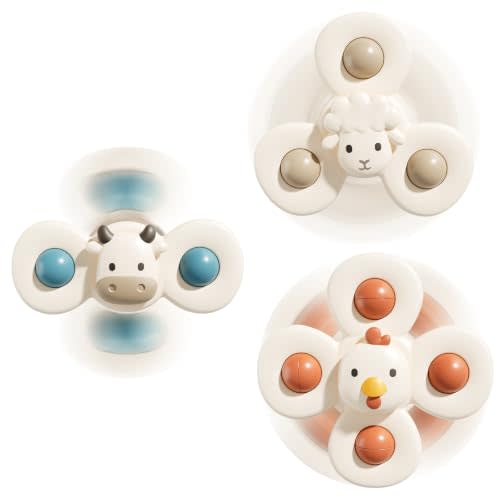 ALASOU Suction Cup Spinner Airplane Travel Toys for 1 Year Old Boy Girl | Spinning Top 12 18 Months,1 2 Year Old Boy Birthday Gift,Baby Bath Toy for Kids Ages 1-3,Sensory Toy for Infant Toddlers