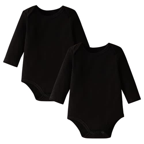 DEFAHN 2-Pack Unisex Baby Bodysuit Super Soft Viscose from Bamboo - Solid Long Sleeve Baby Boys Girls Onsies